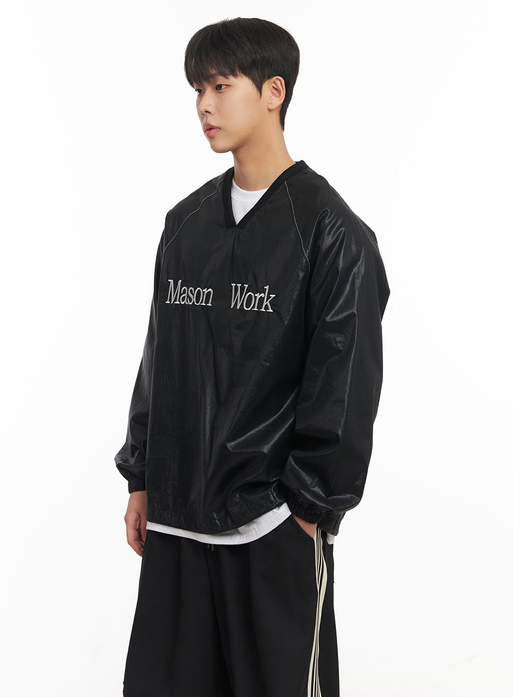 Men's V-Neck Oversized Graphic Sweatshirt IM517