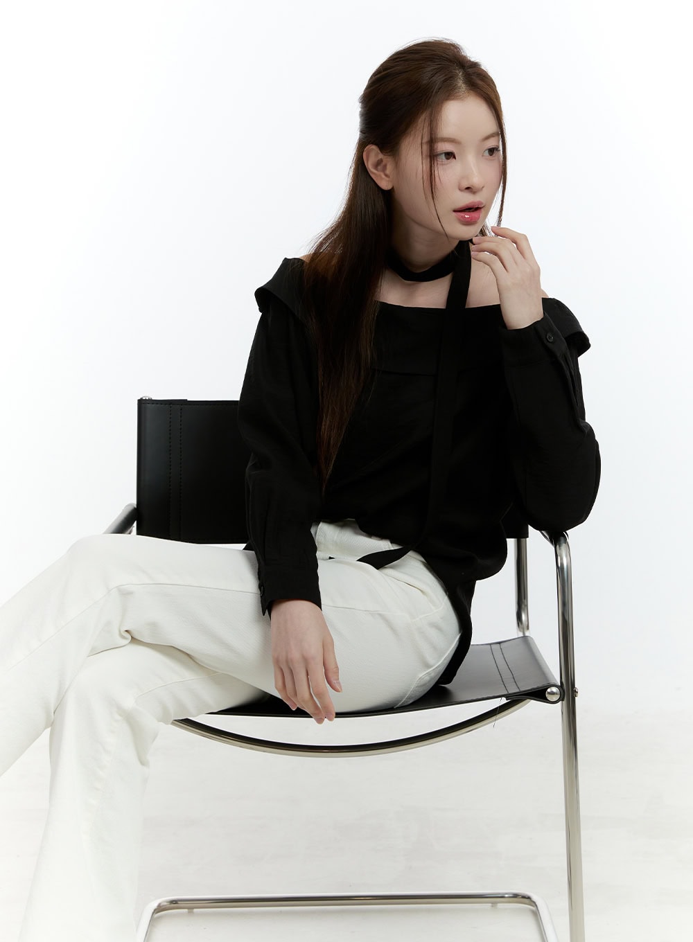 Elegant Off-Shoulder Choker Blouse CF504