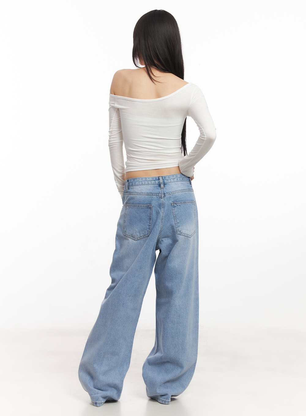 One-Shoulder Graphic Cropped Long Sleeve Top CA523