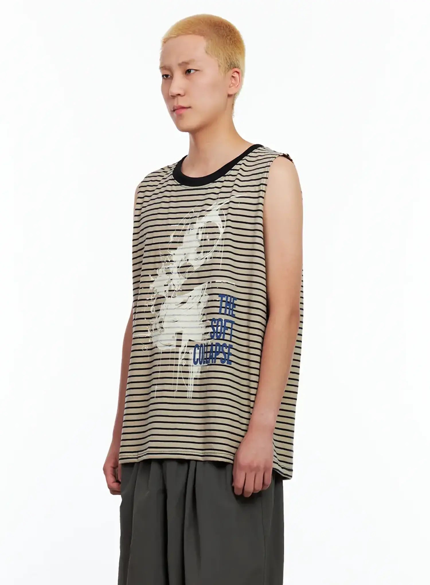 Men's Striped Sleeveless Tee IL511