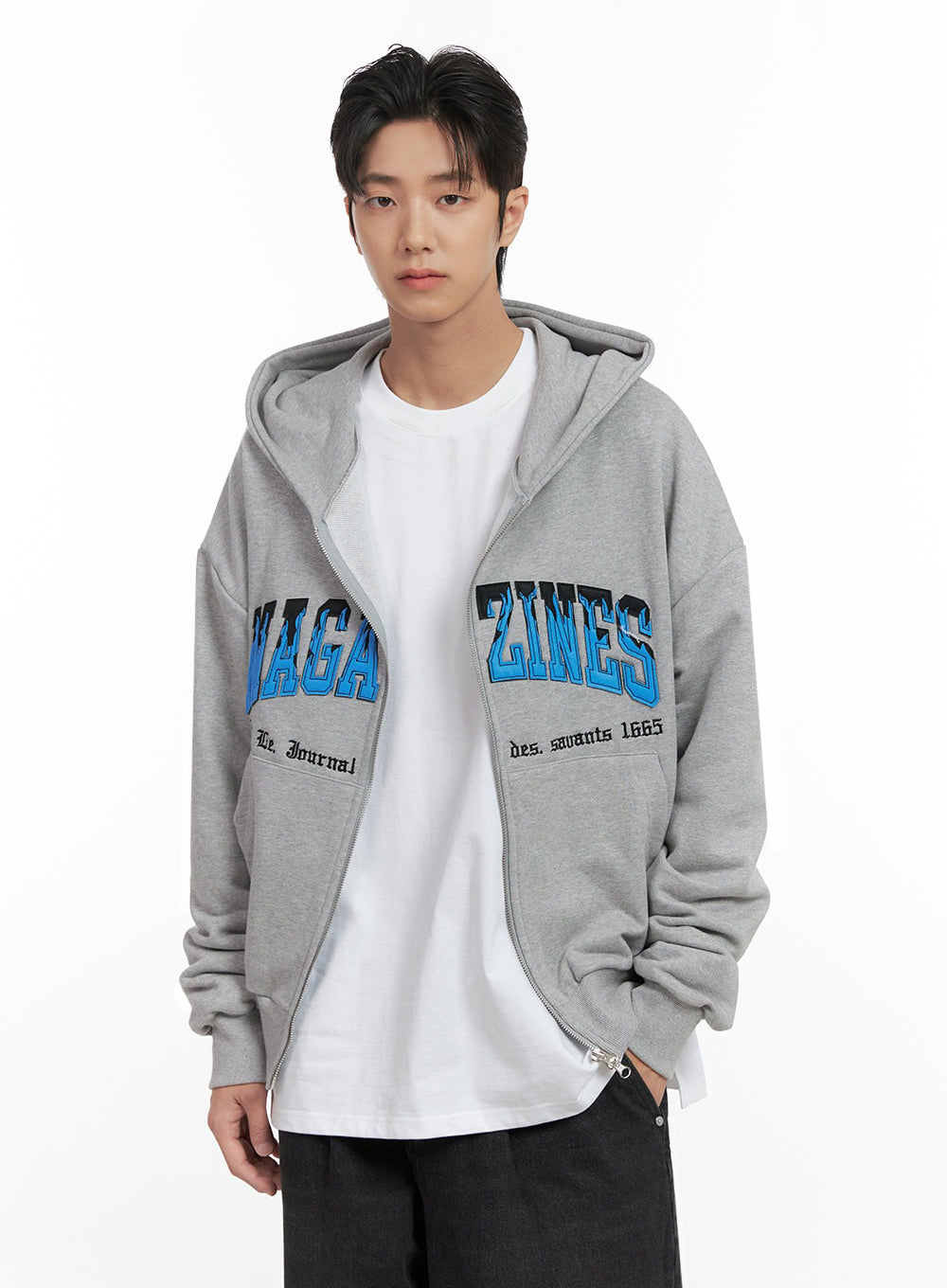 Men's Embroidered Double Zip Hoodie ID406