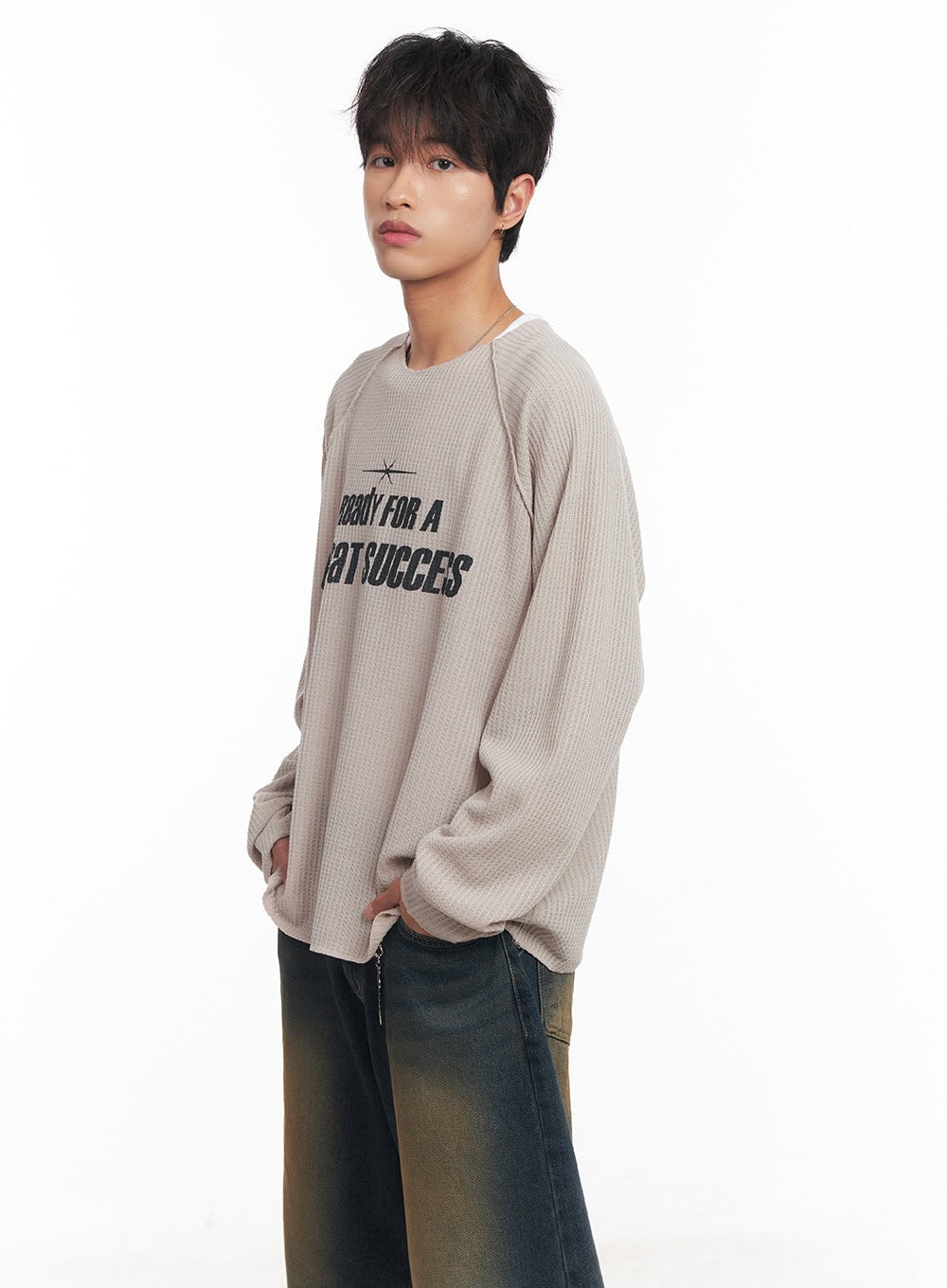 Men's Ribbed Graphic Raglan Sweatshirt IY508