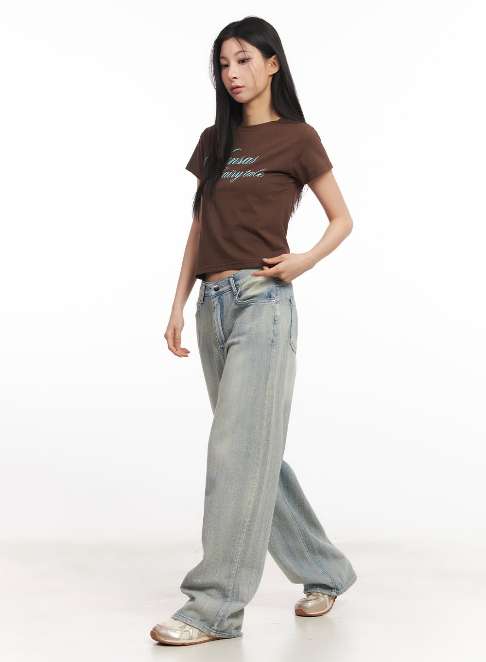Jessi Washed Wide-Leg Jeans CA514