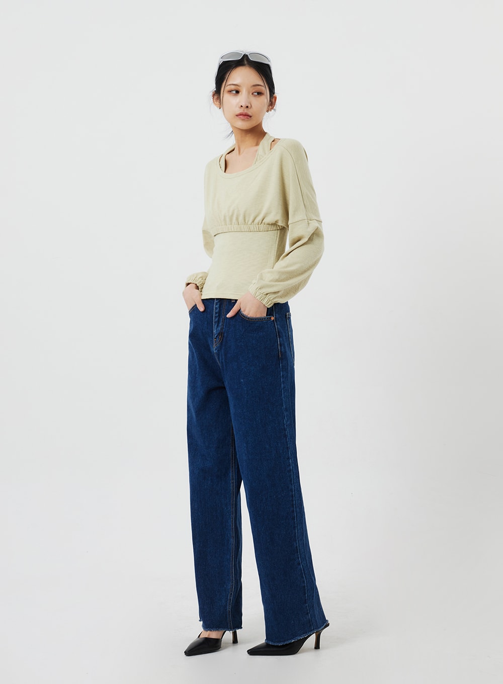 Wide Leg Dark Wash Jeans CF323