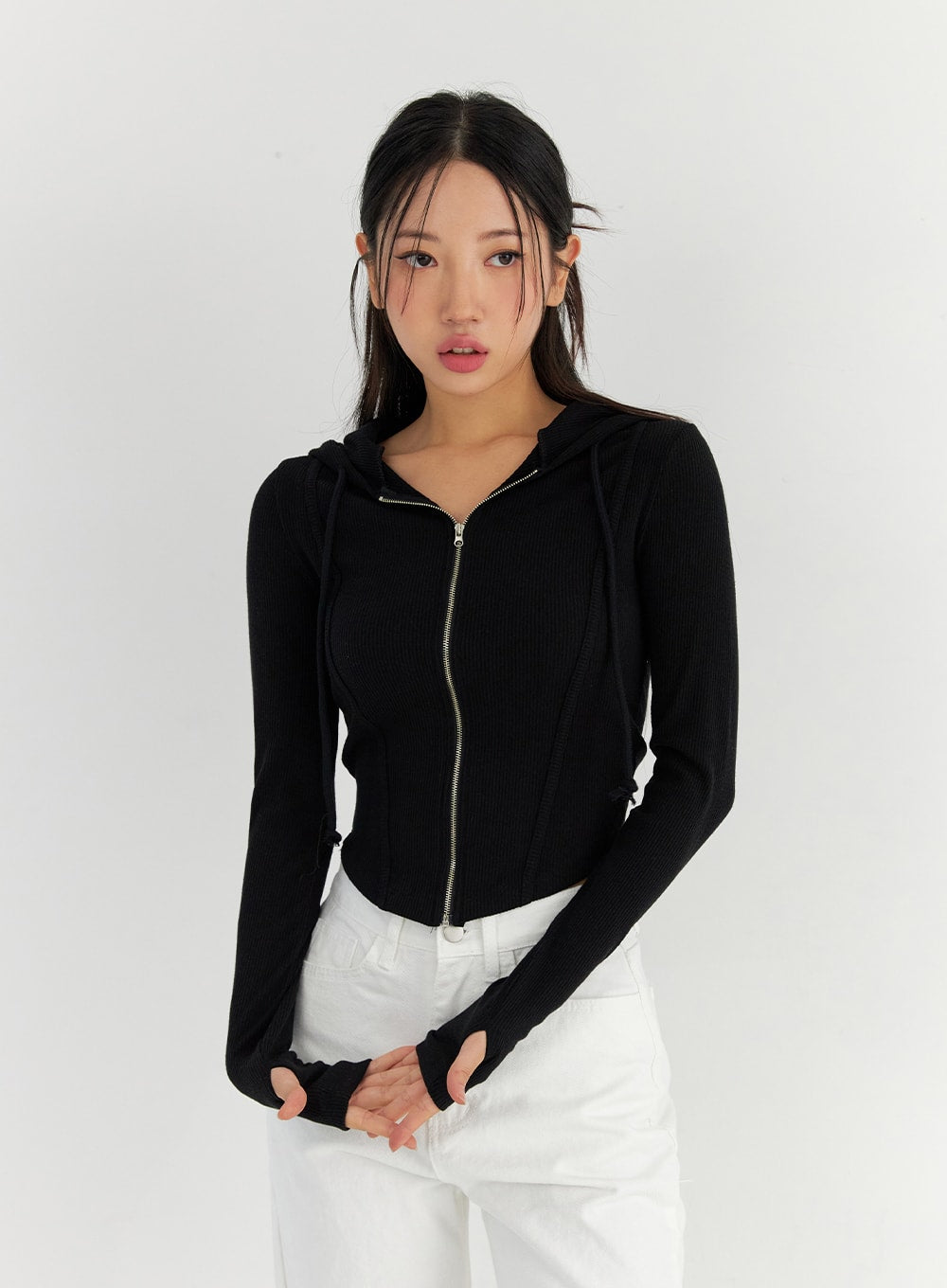 Round Hem Hooded Zip-Up CO327