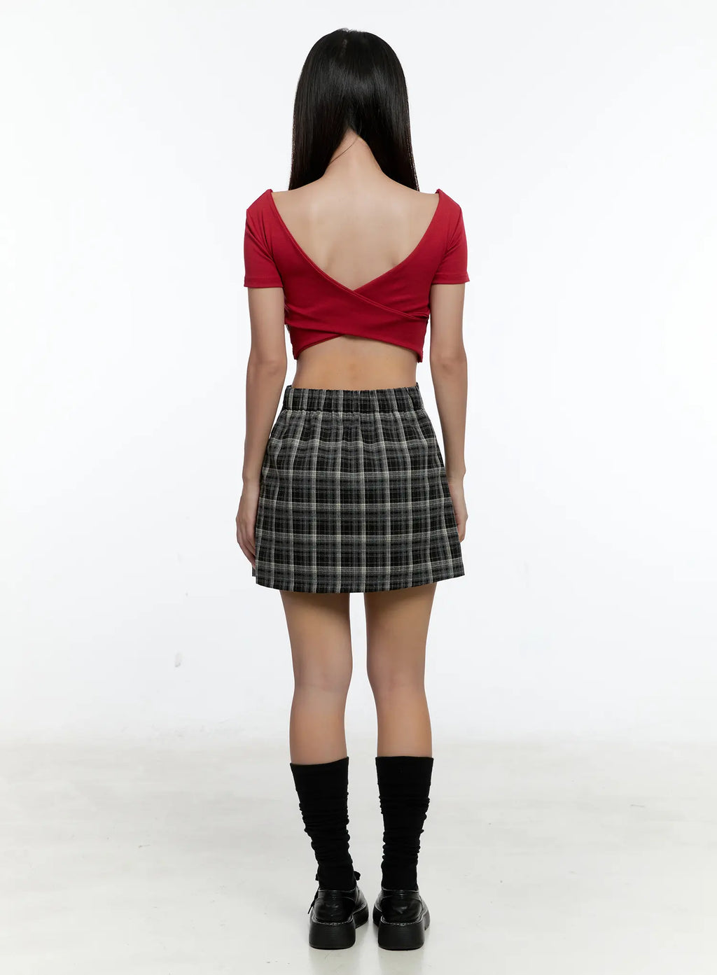Plaid Pleated A-Line Skirt CS518