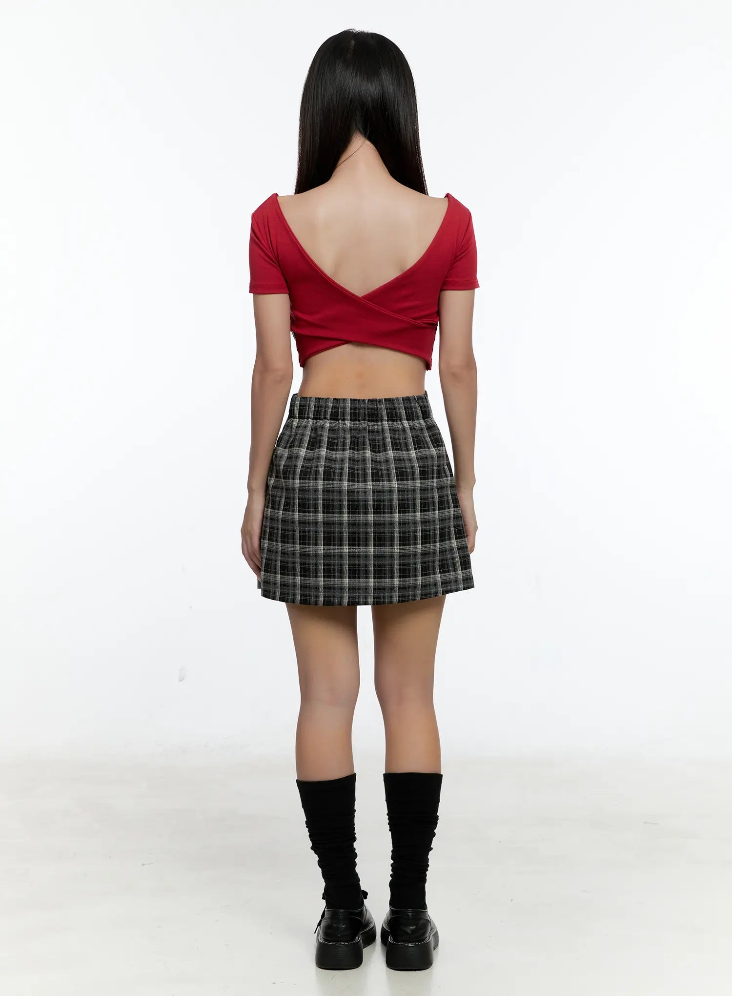 Plaid Pleated A-Line Skirt CS518