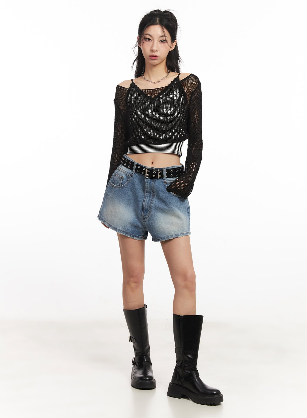 Crochet Micro Knit Sweater CA514