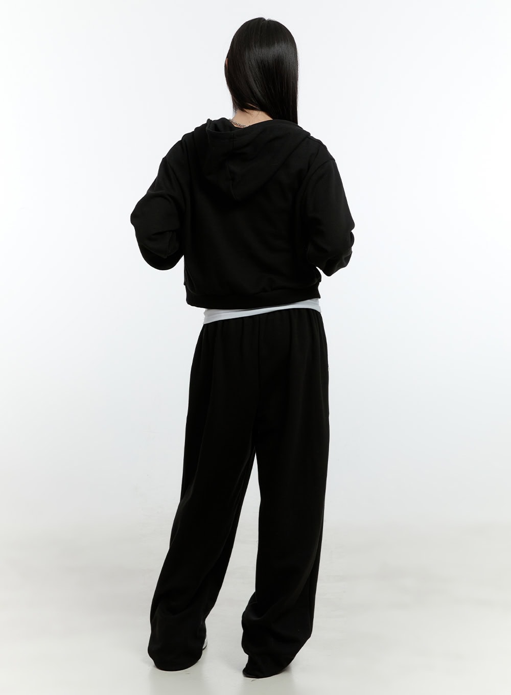 Embroidered Zip-Up Crop Hooded Jacket CF506