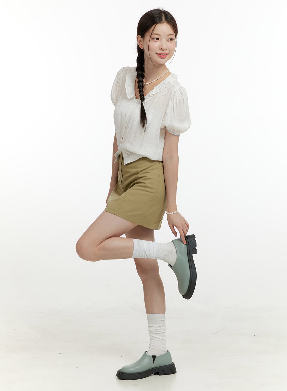 Cotton Solid Mini Skirt OL424