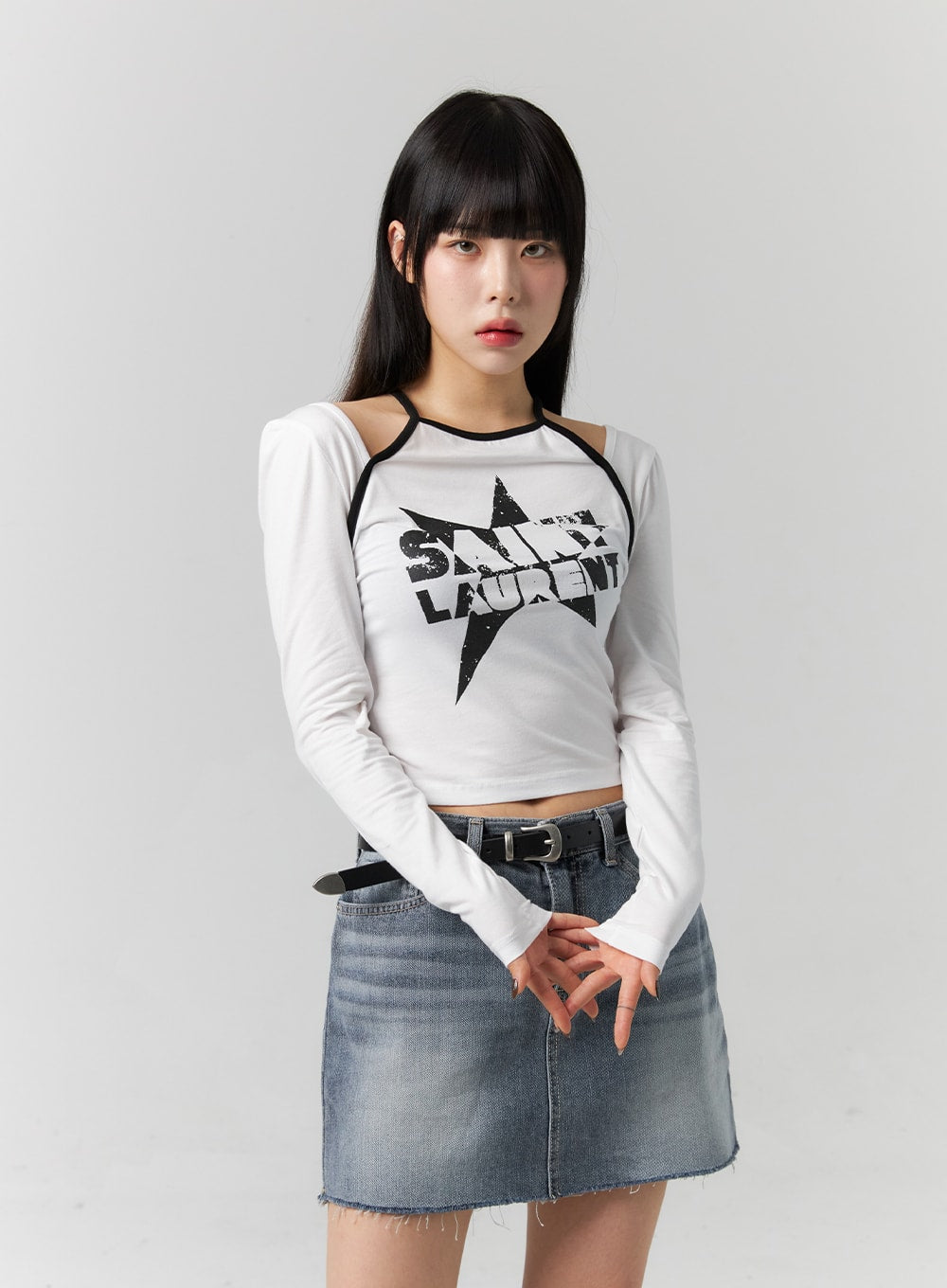 Graphic Cut-Out Crop Top CS314