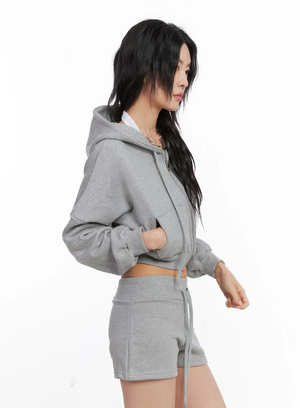 Basic Cropped Zip Hoodie CO507