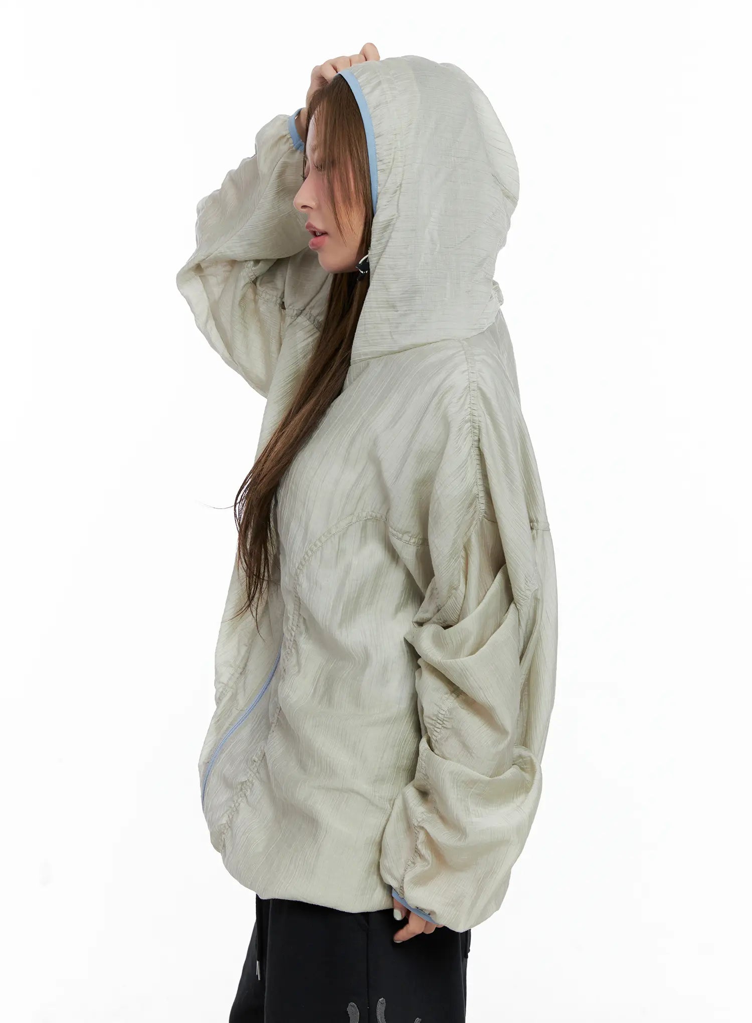Oversized Ruched Windbreaker CL511