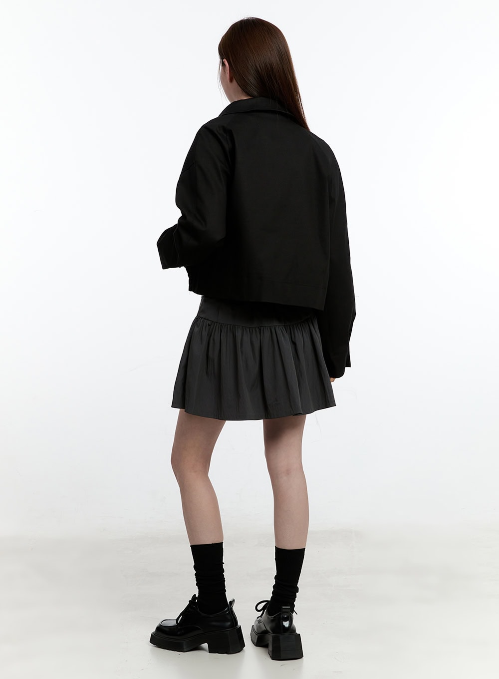 Zip-Up Collared Cropped Jacket CM521