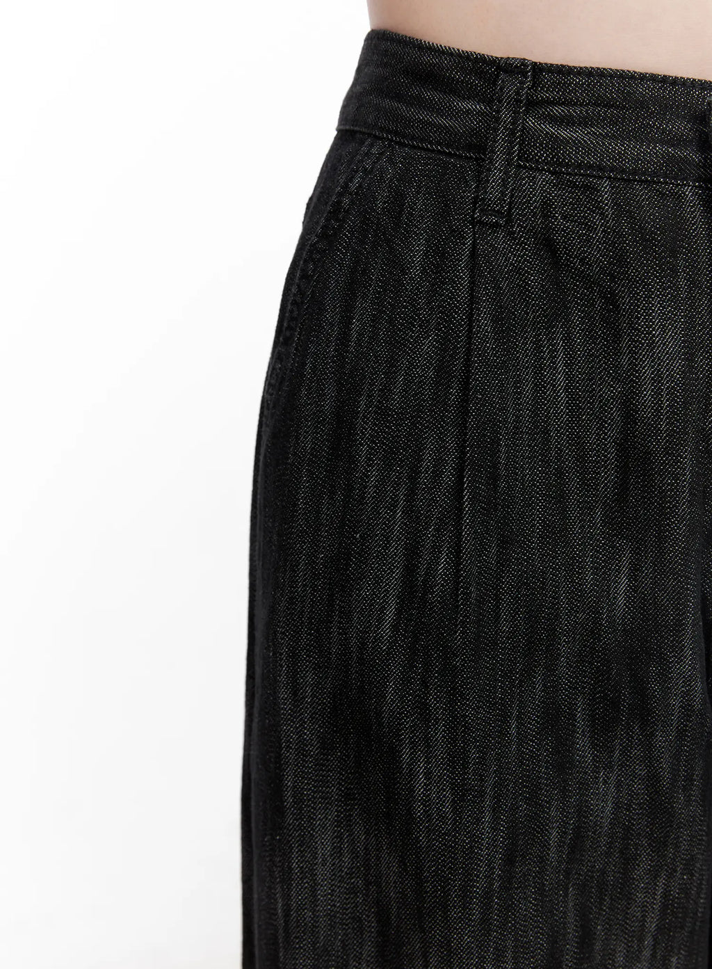 Yuha Wide-Leg Pintuck Denim Jeans CL523