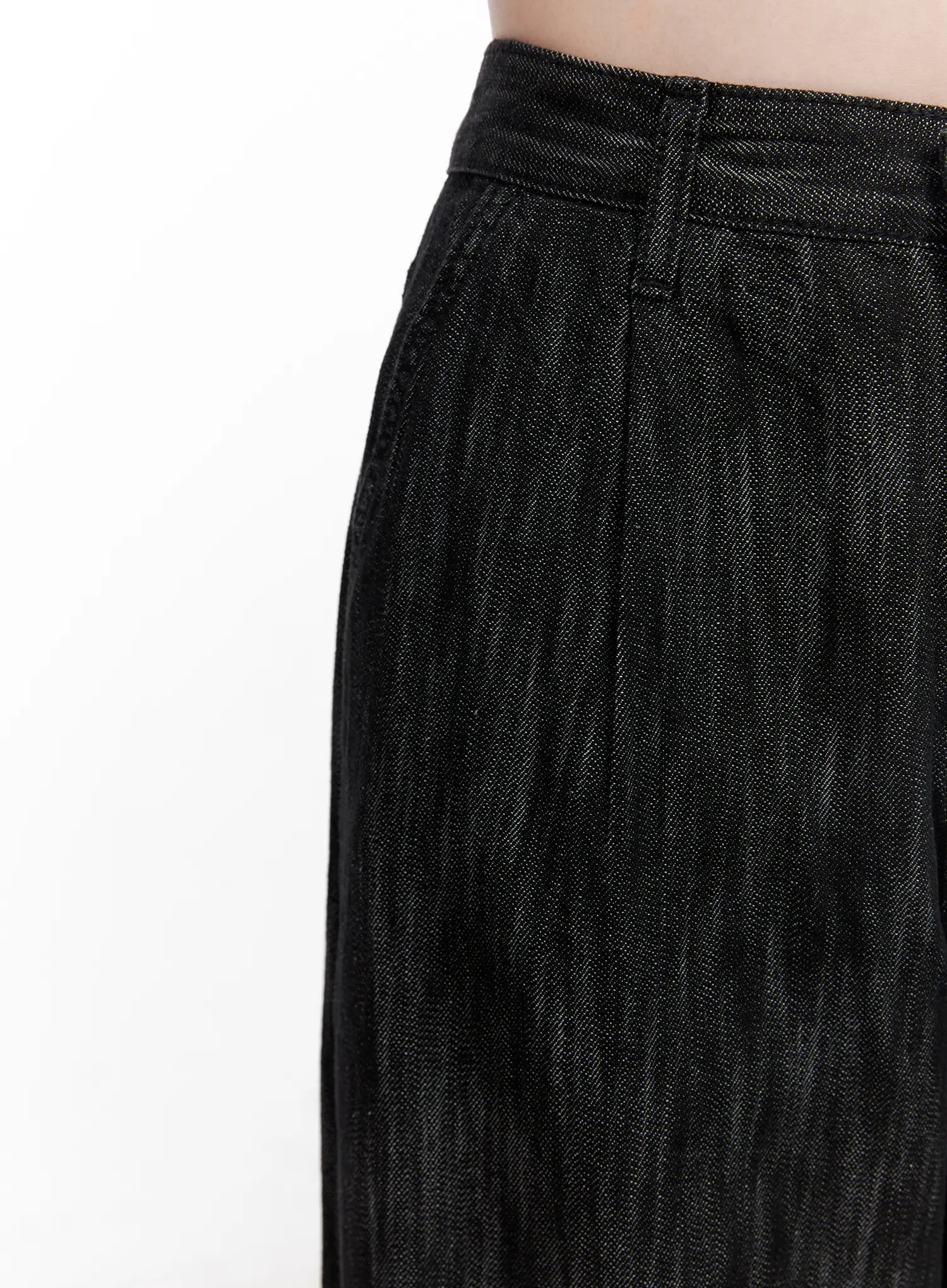 Yuha Wide-Leg Pintuck Denim Jeans CL523