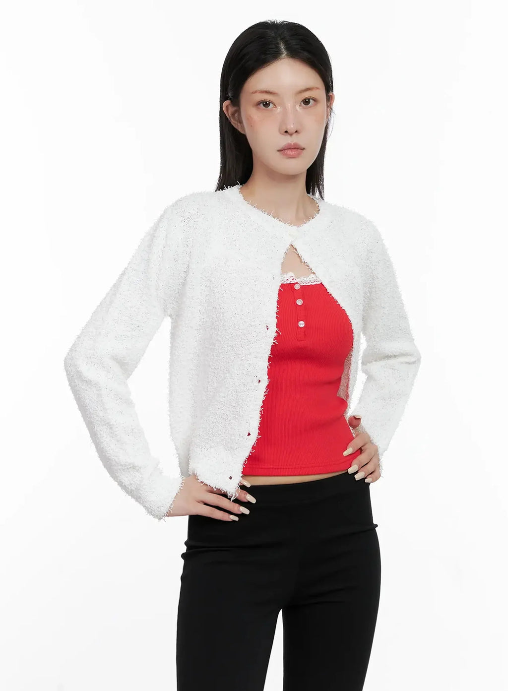 Textured Knit Cardigan IS508
