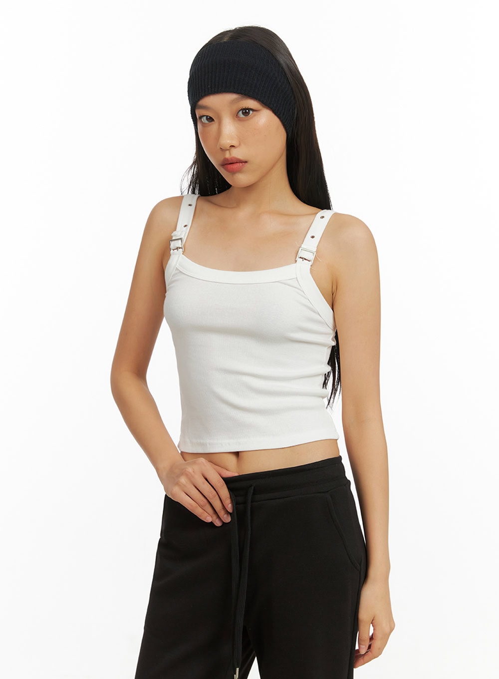 Buckle Strap Crop Sleeveless Top IY422