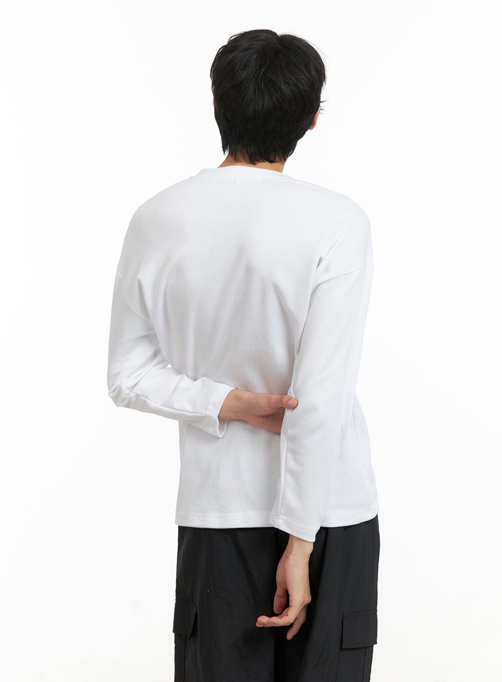 Men's Basic Oversize Long Sleeve Tee (White) IY402
