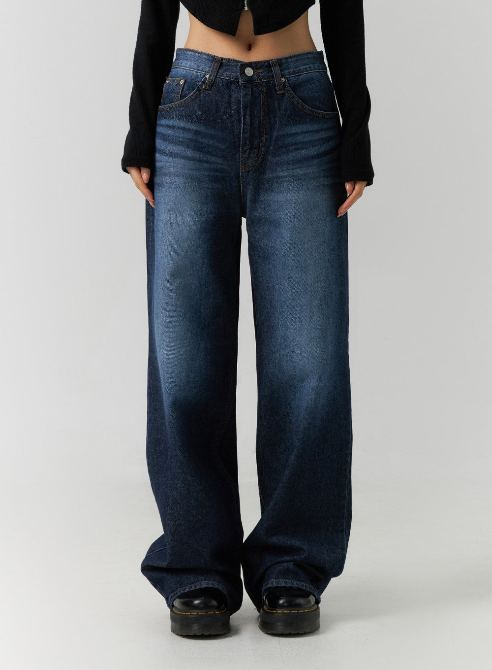 Streetwear Mid-Rise Wide Denim ID305