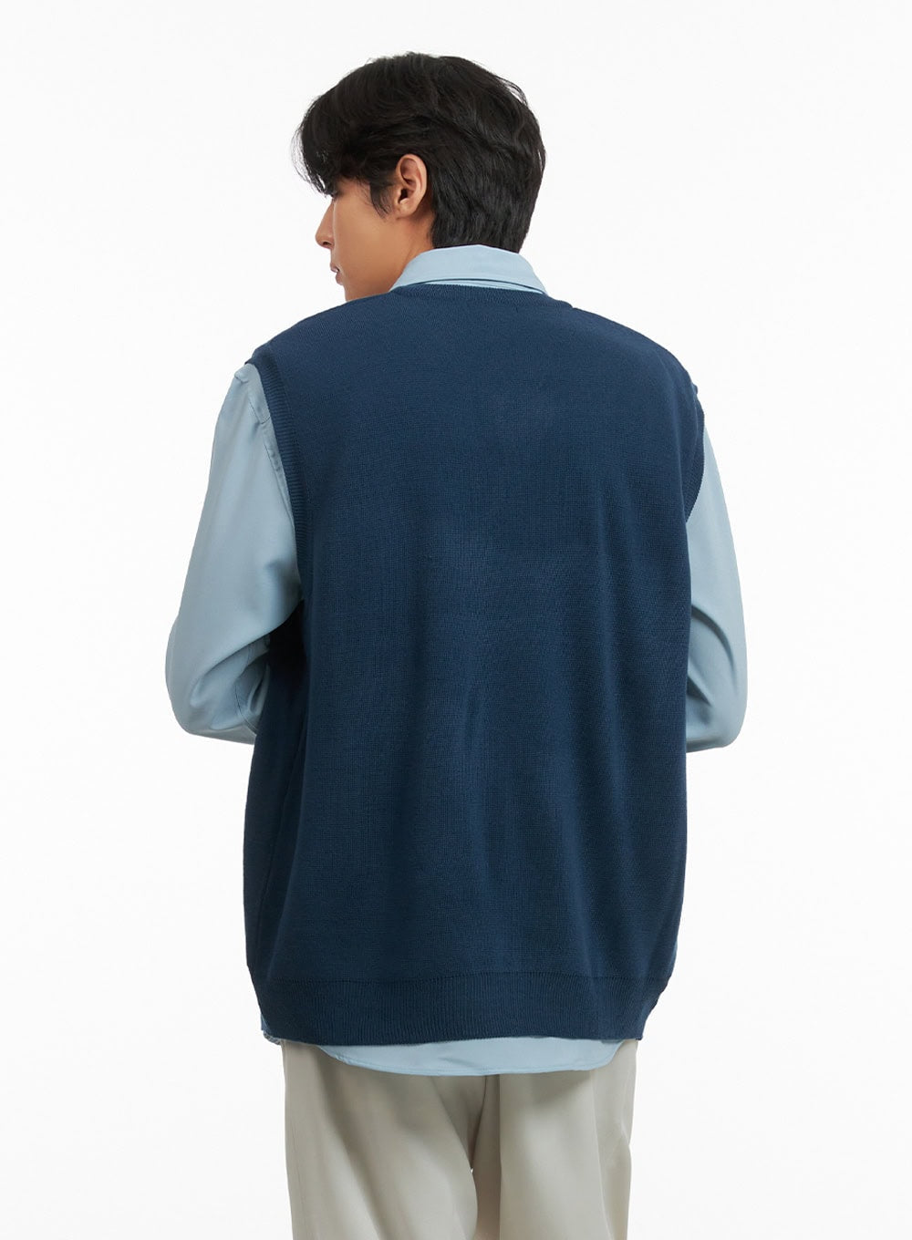 Men's Classic V-Neck Knit Vest (Blue) IY416