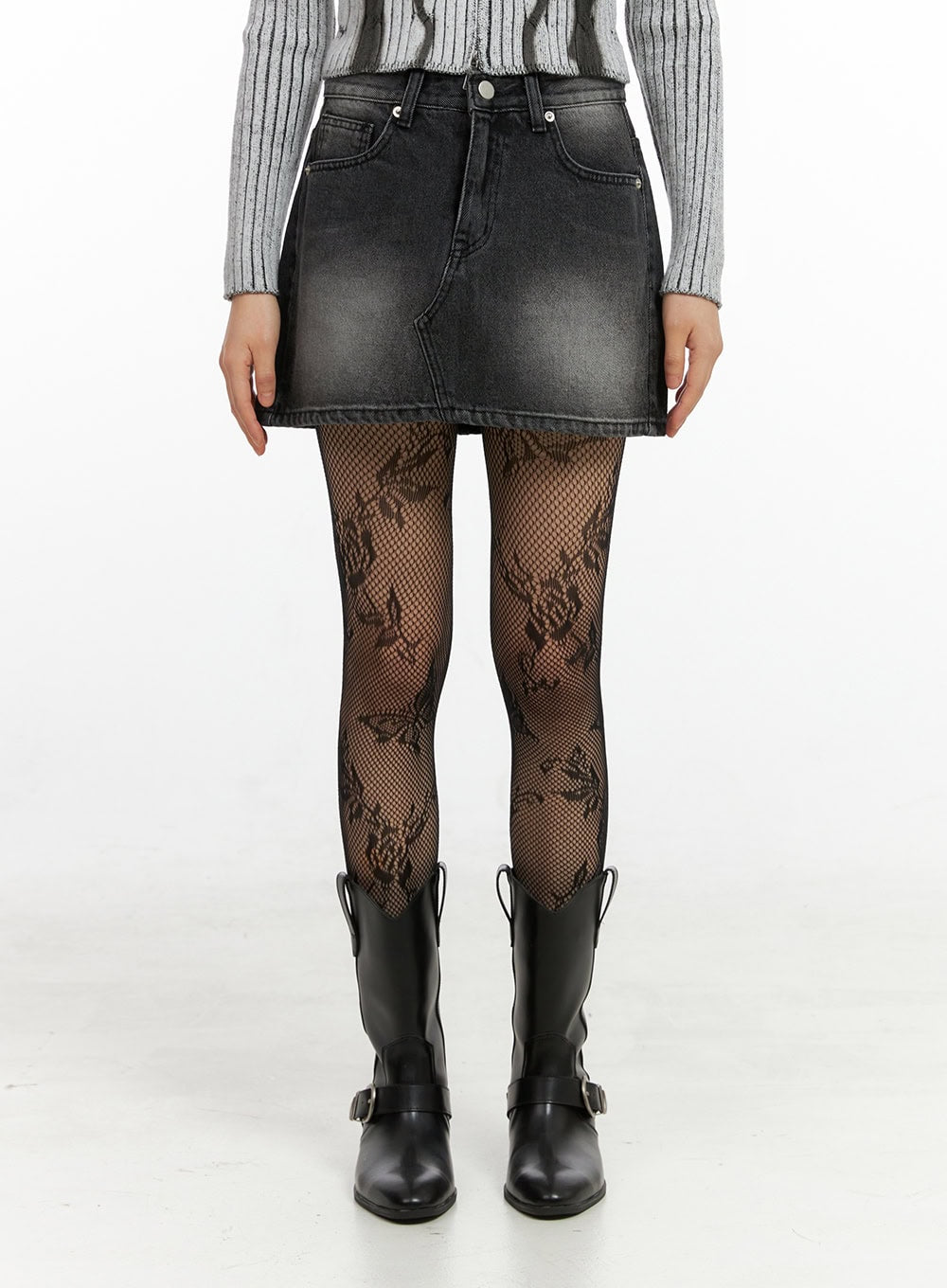 Washed Denim Mini Skirt IO430