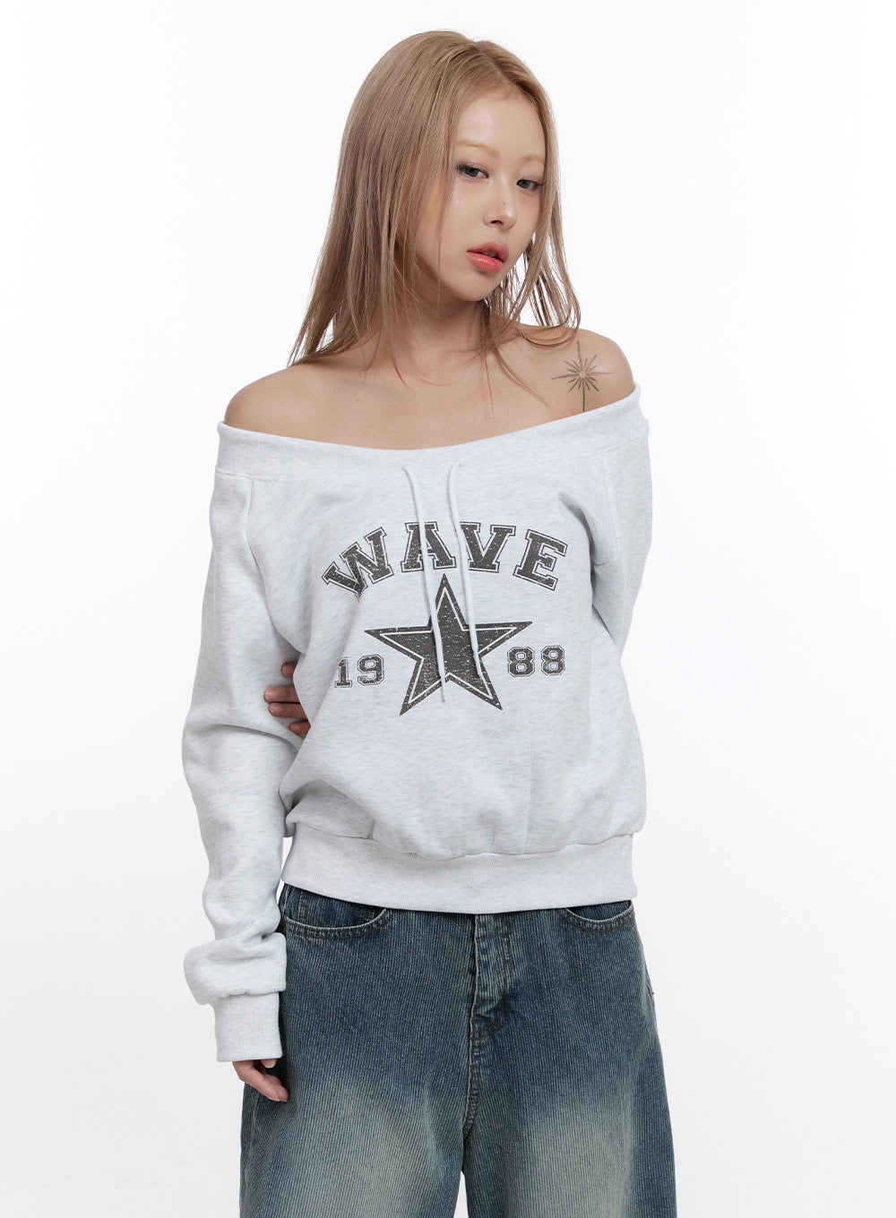 Off-Shoulder Loose Fit Hoodie CN422
