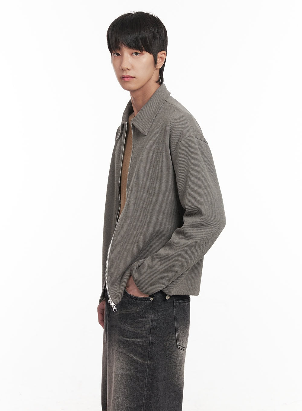 Men's Zip-Up Collared Cardigan Jacket IM518