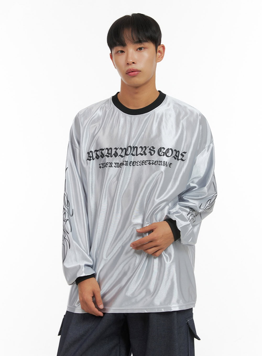 Men's Oversize Sliver Print Jersey T-Shirt IS419