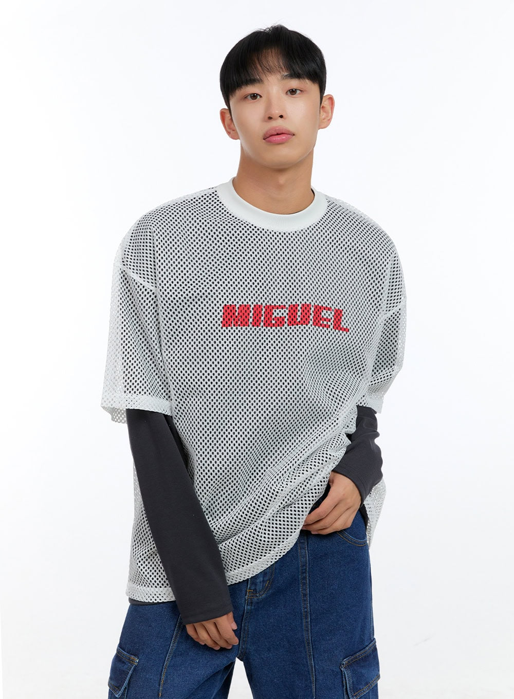 Men's Graphic Oversize Mesh T-shirt IG409