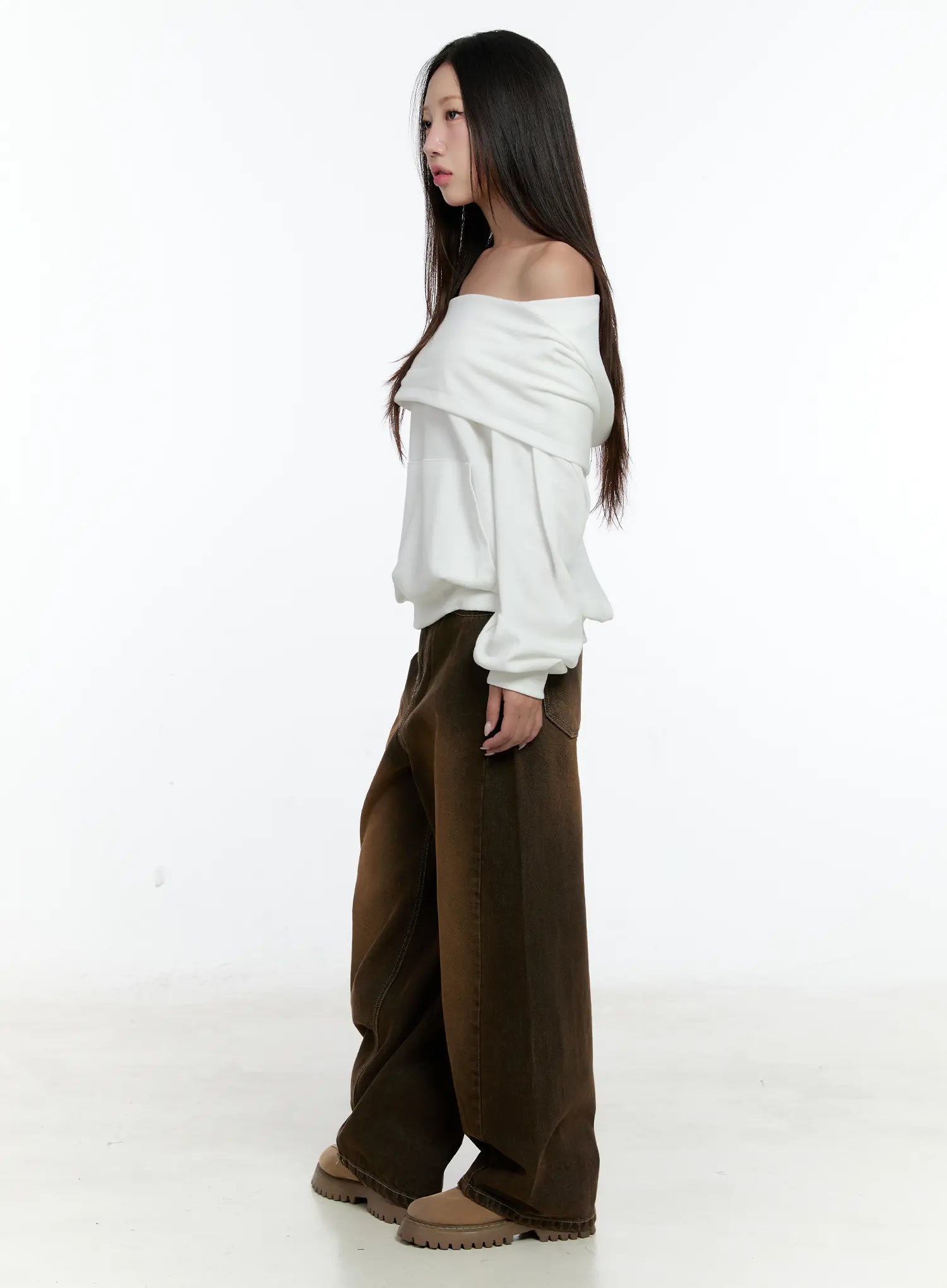 Off-Shoulder Pocket Sweatshirt CS517