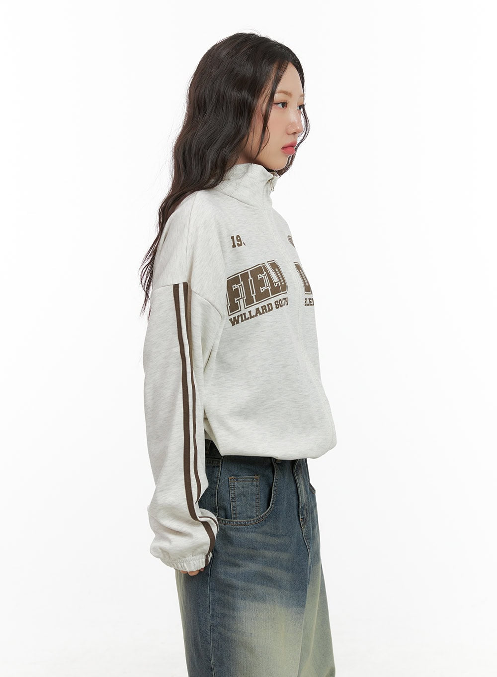Cozy Lettering Zip-Up Sweatshirt CG423