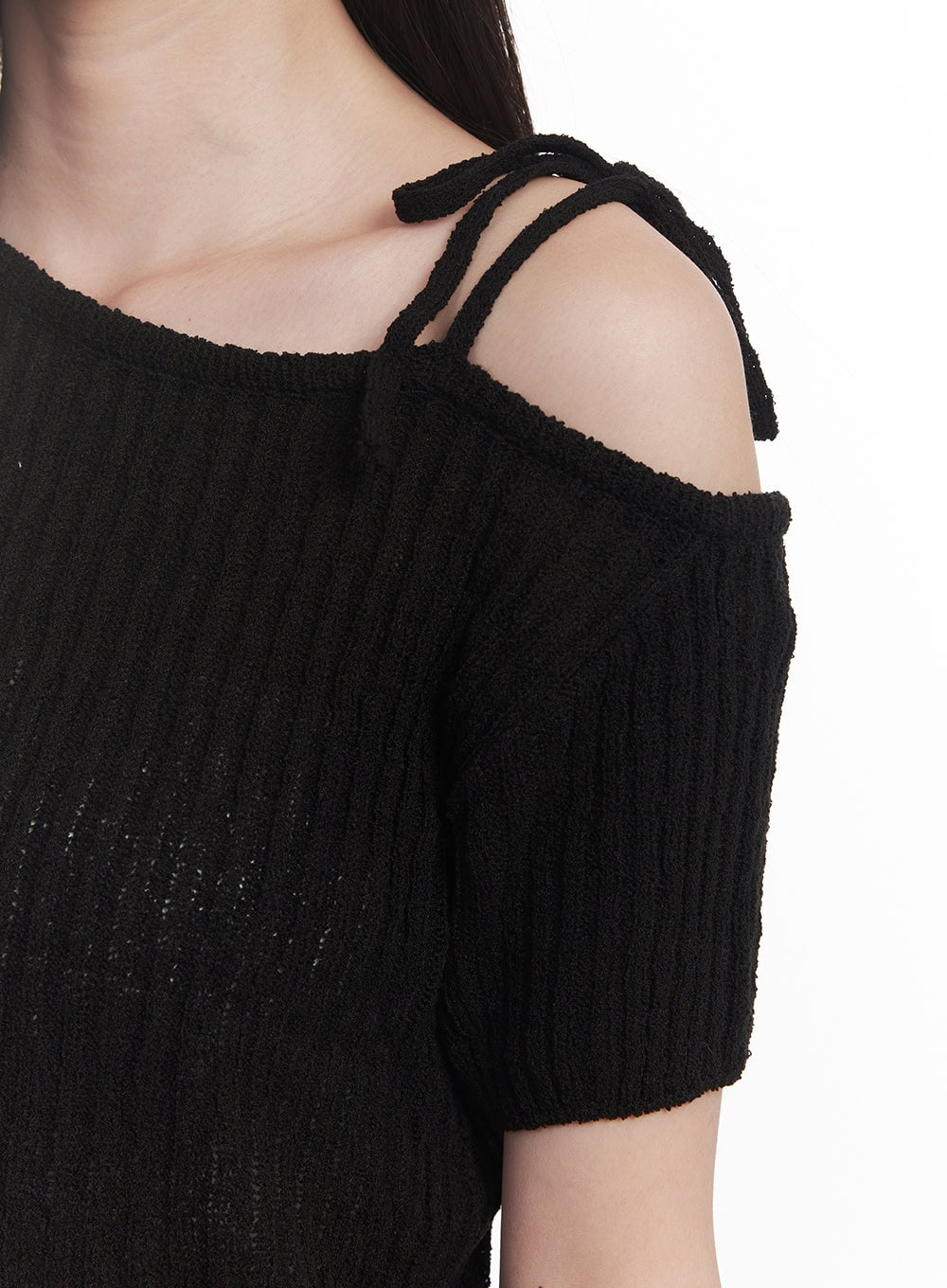 Ribbon One-Shoulder Knit Crop Top IY509