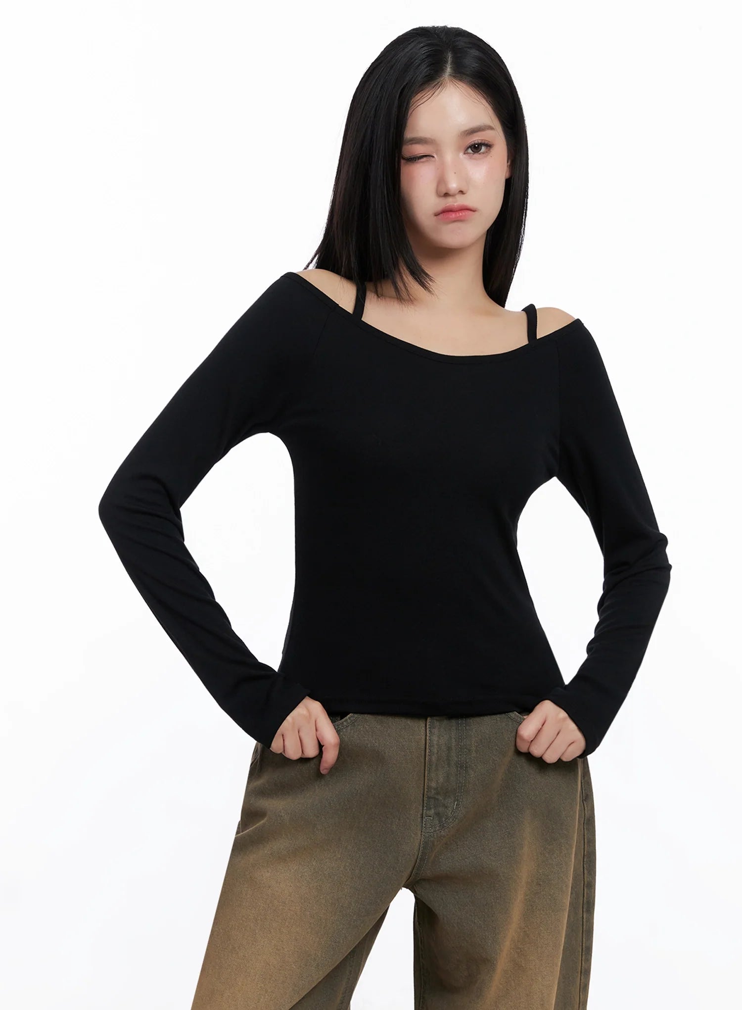 Elegant Long Sleeve Off-Shoulder Top IS525