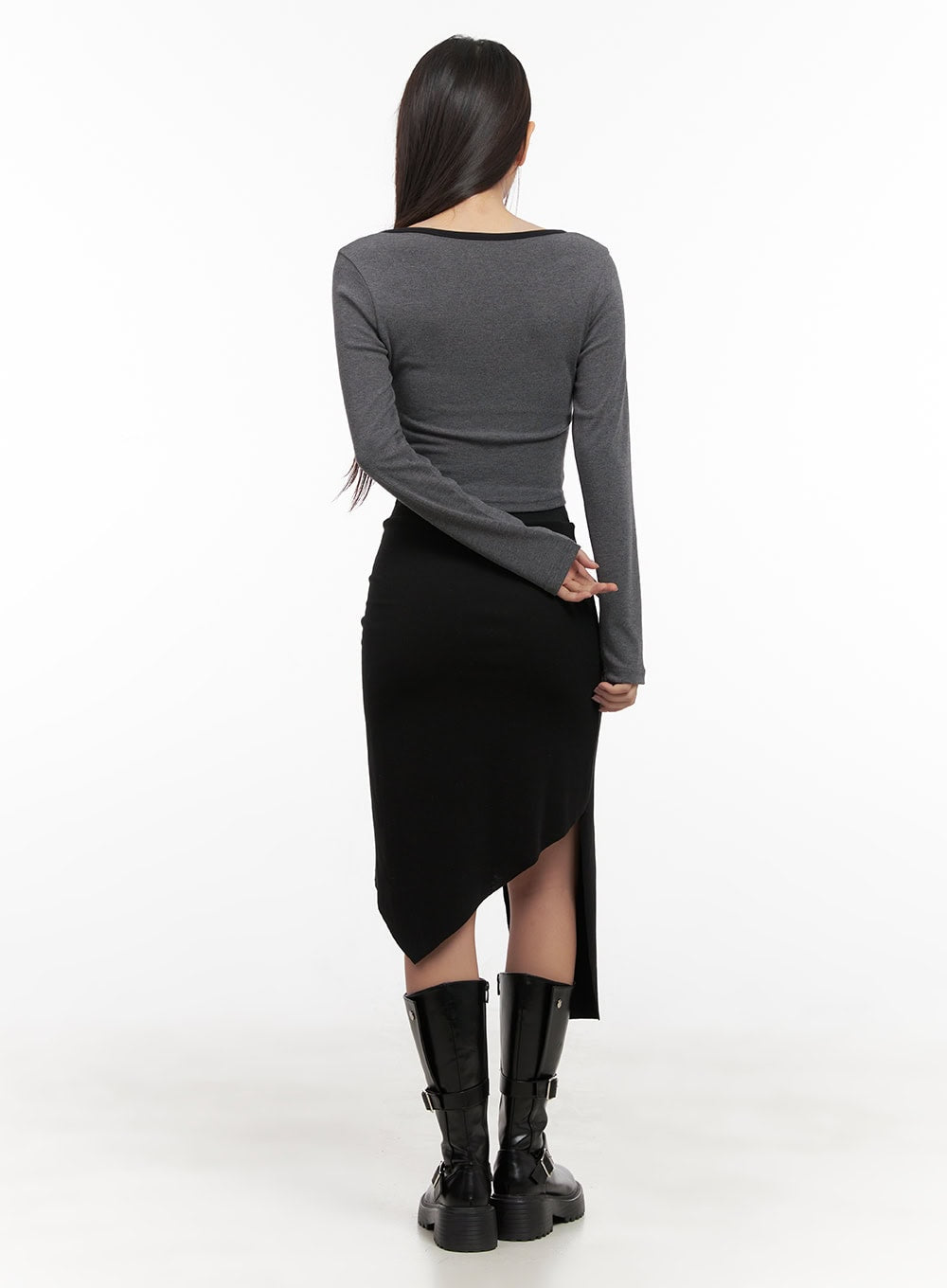 Asymmetric Slim-Fit Midi Skirt CD411