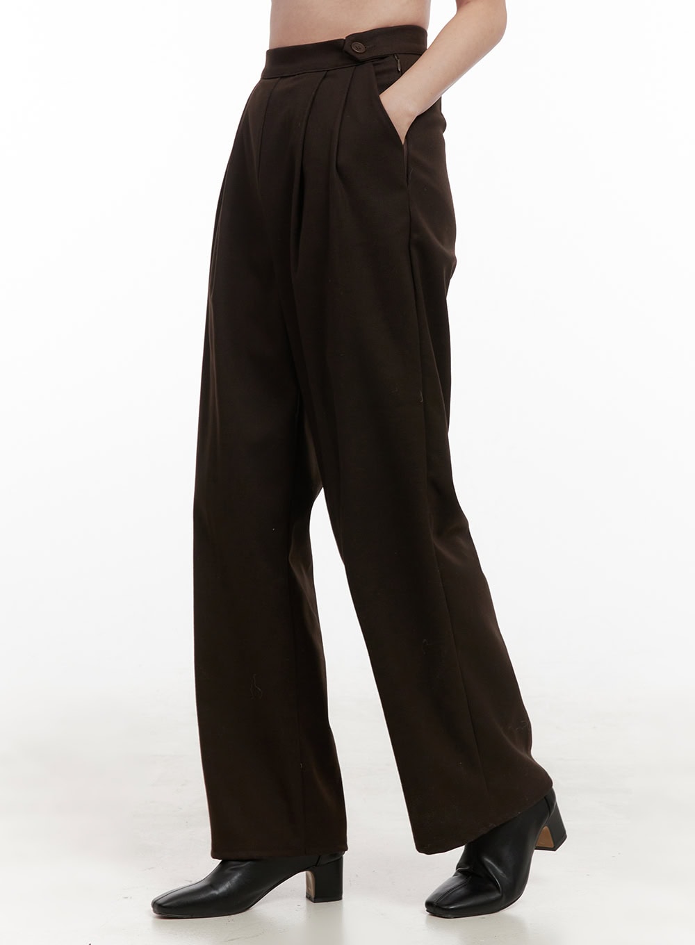 Solid Print Tailored Wool Trousers OD403