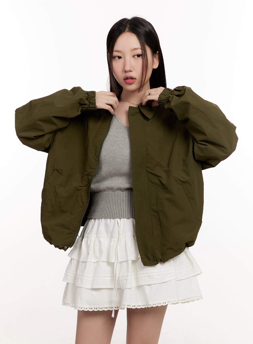 Collared Loose-Fit Windbreaker Jacket CM510