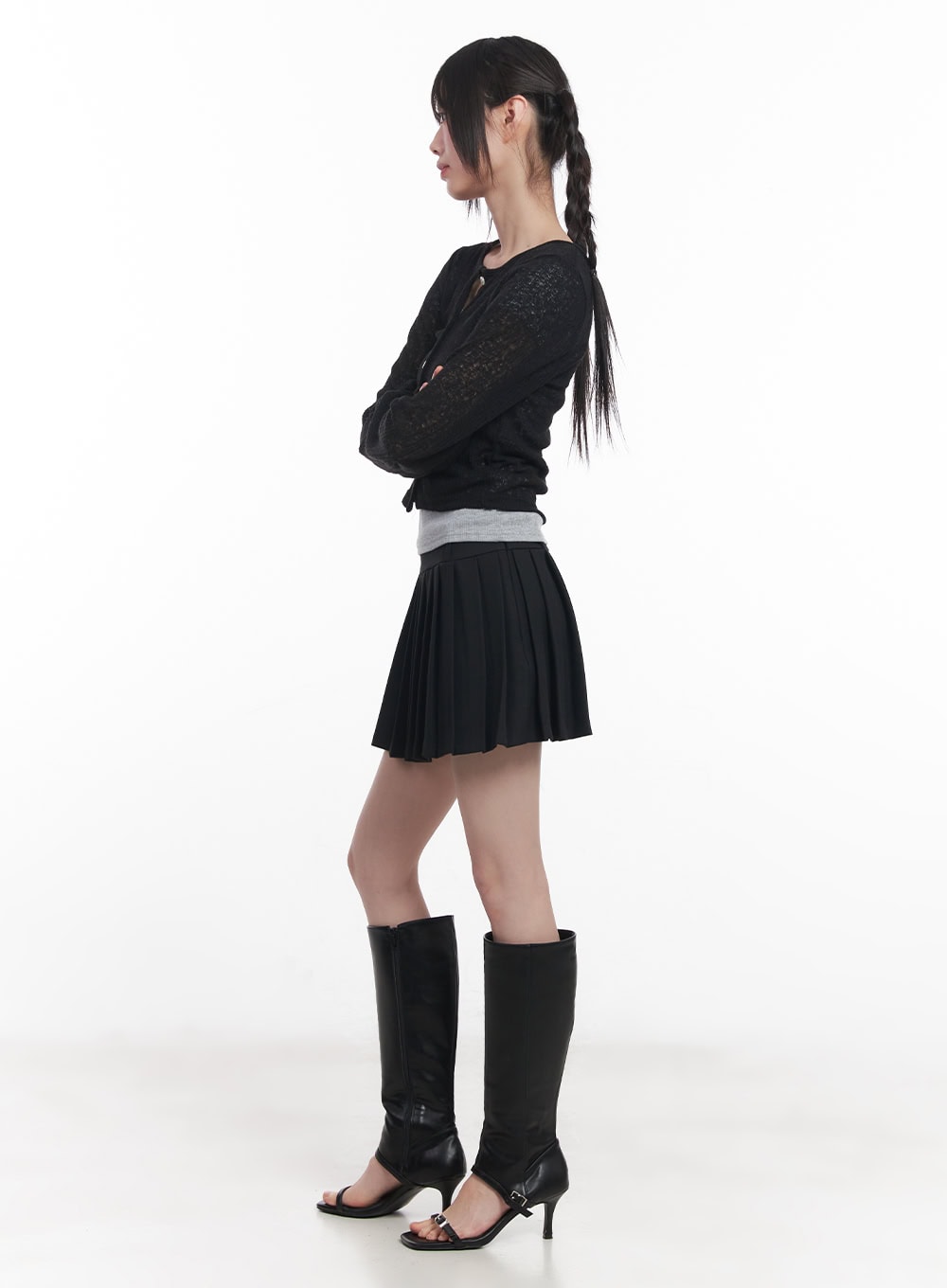 Sheer Buttoned Crop Cardigan CU506