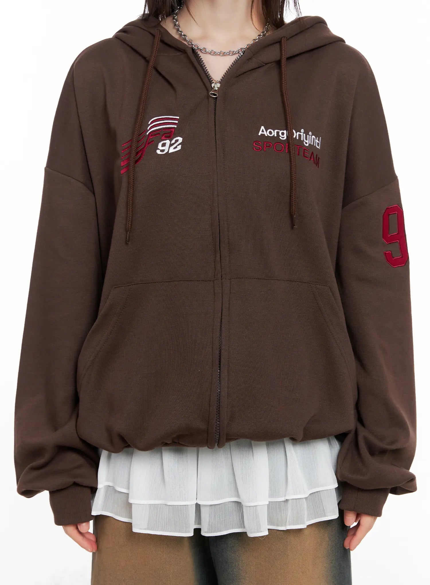 Oversized Graphic Zip-Up Hoodie CG519