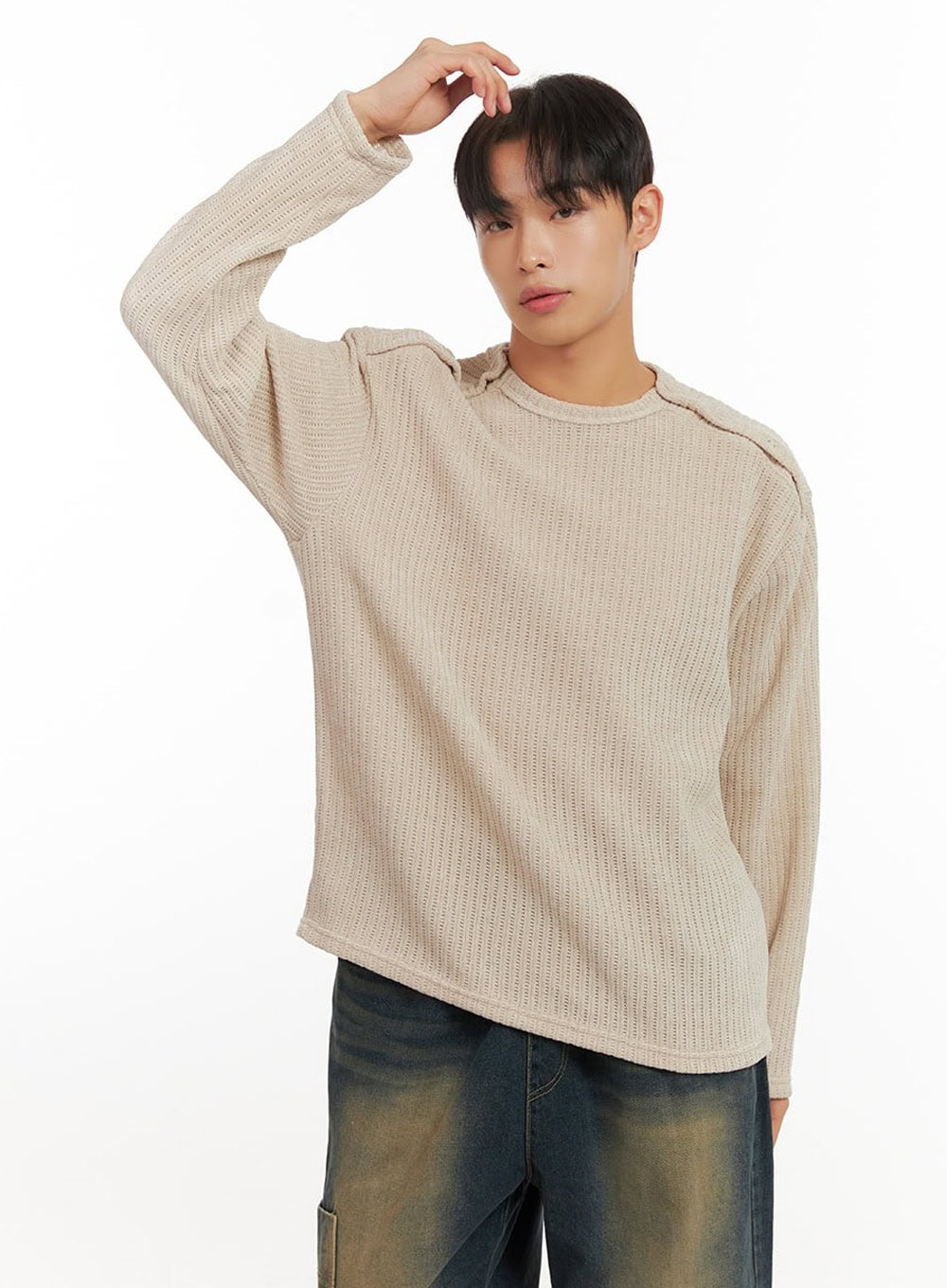 Men's Long Sleeve Solid Sweater ID406