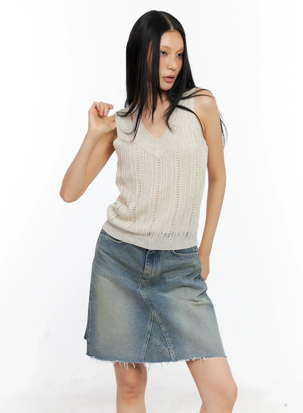 Layered Knit Halter Tank Top CL529