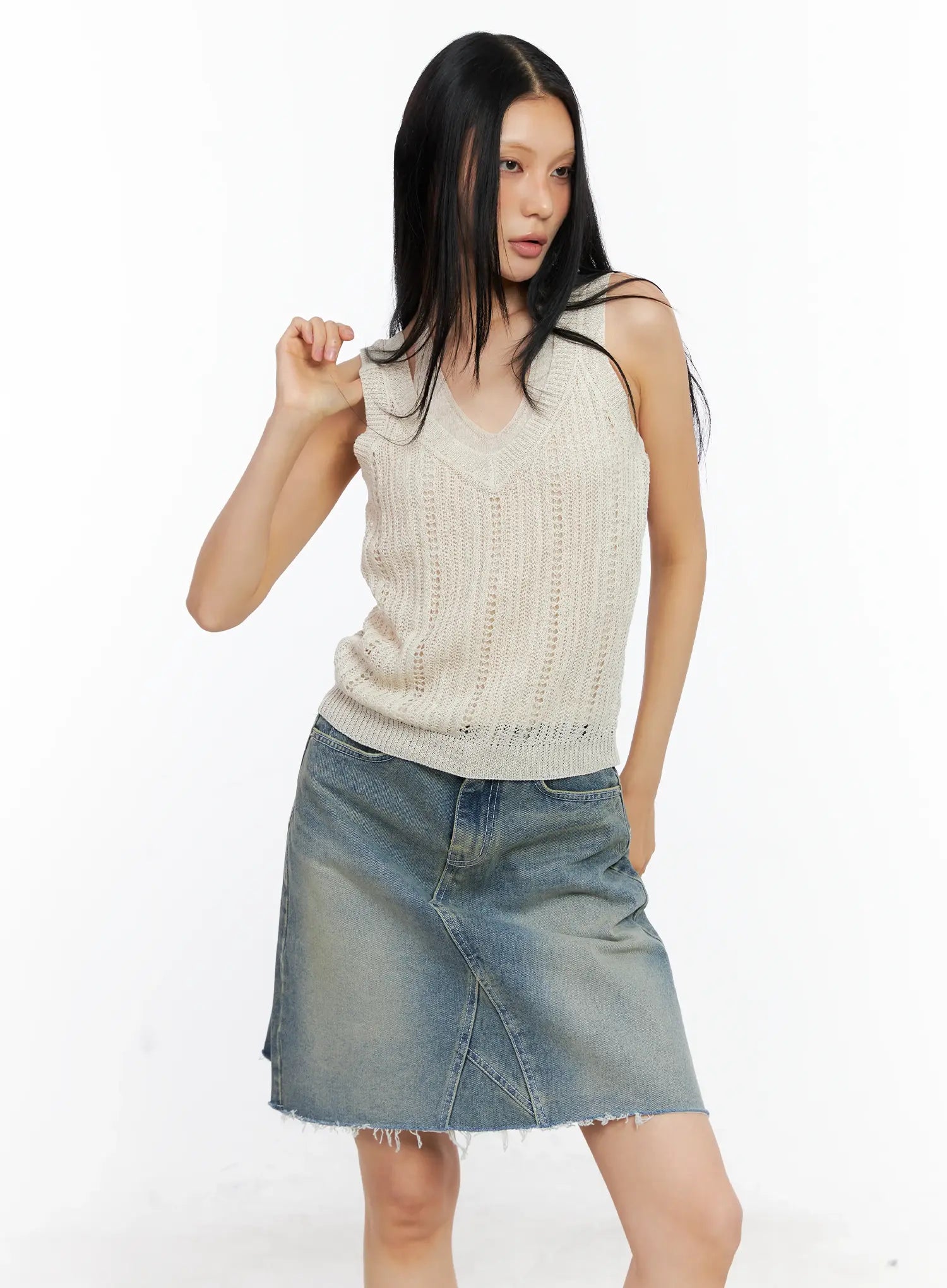 Layered Knit Halter Tank Top CL529