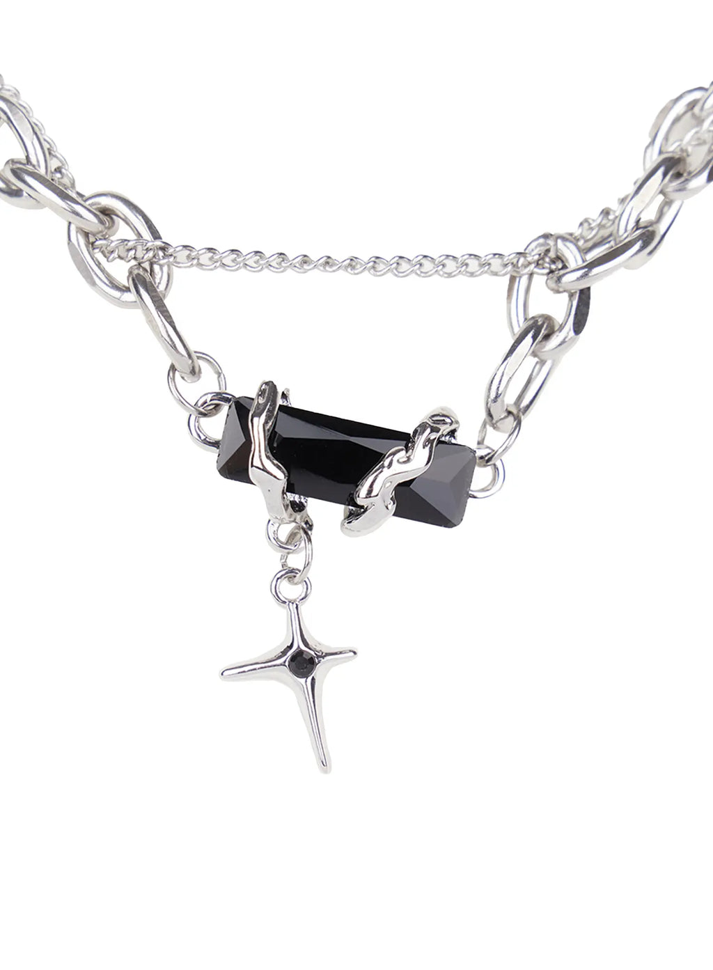 Black Crystal Pendant Necklace CG526