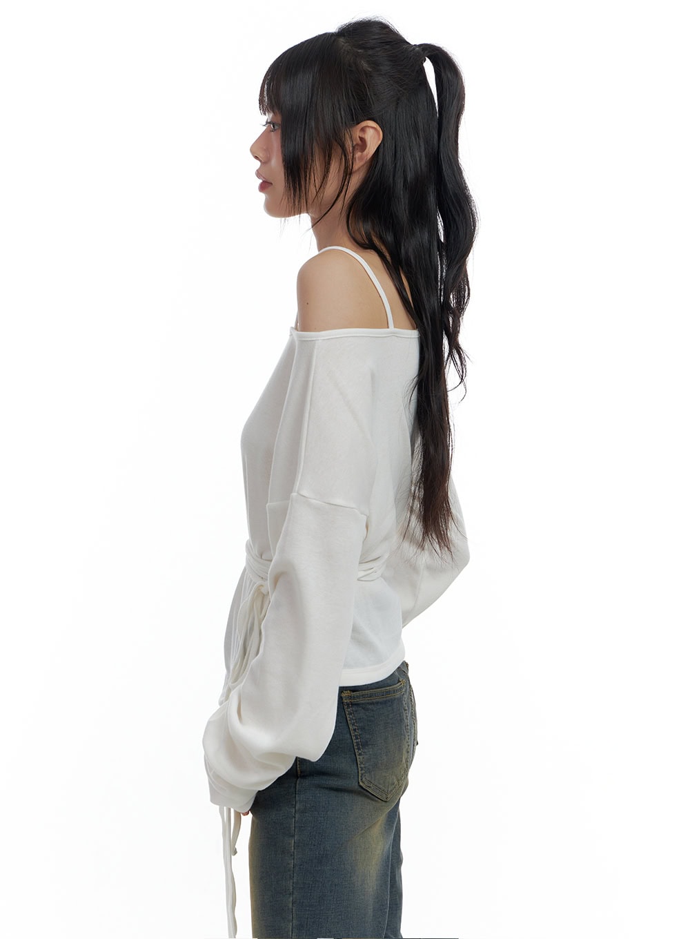 One-Shoulder Unbalanced Strap T-Shirt CS419