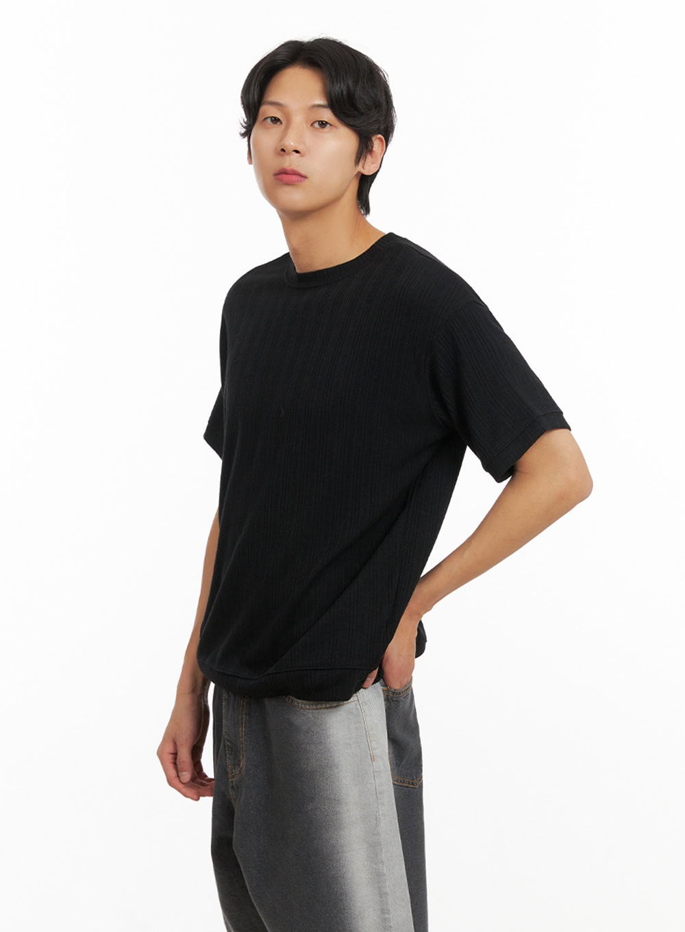 Men's Breezy Stripe T-Shirt (Black) IY416