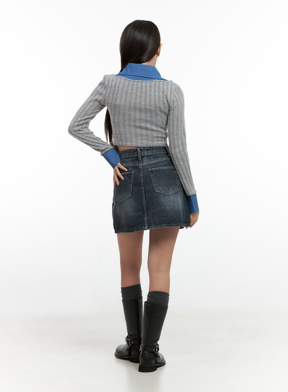 Washed Denim Mini Skirt CN412