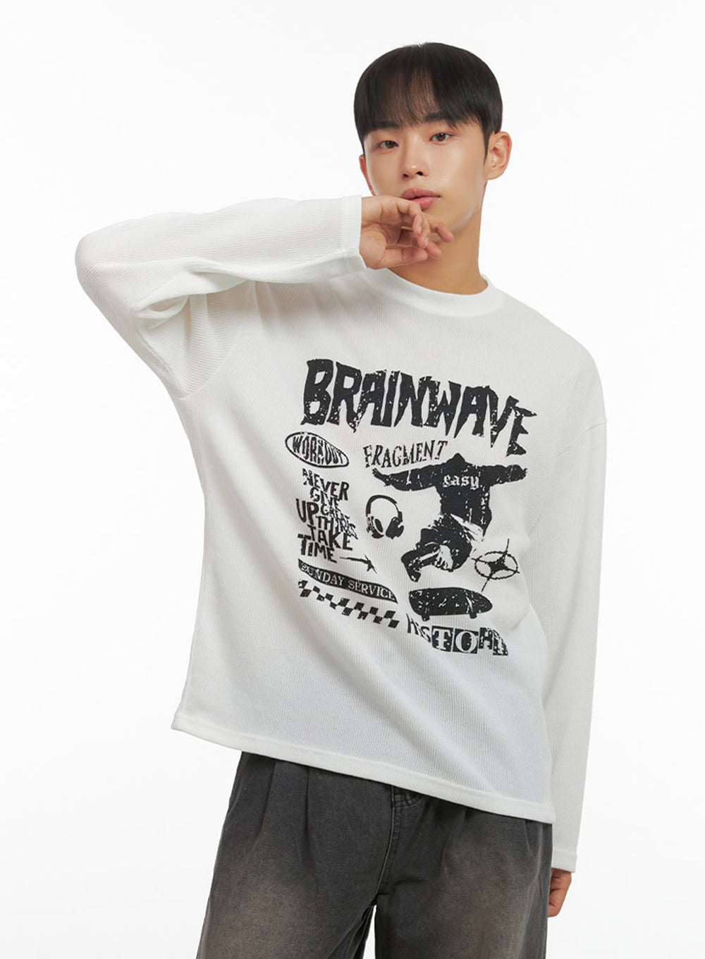 Men's Round Neck Graphic Top IO420