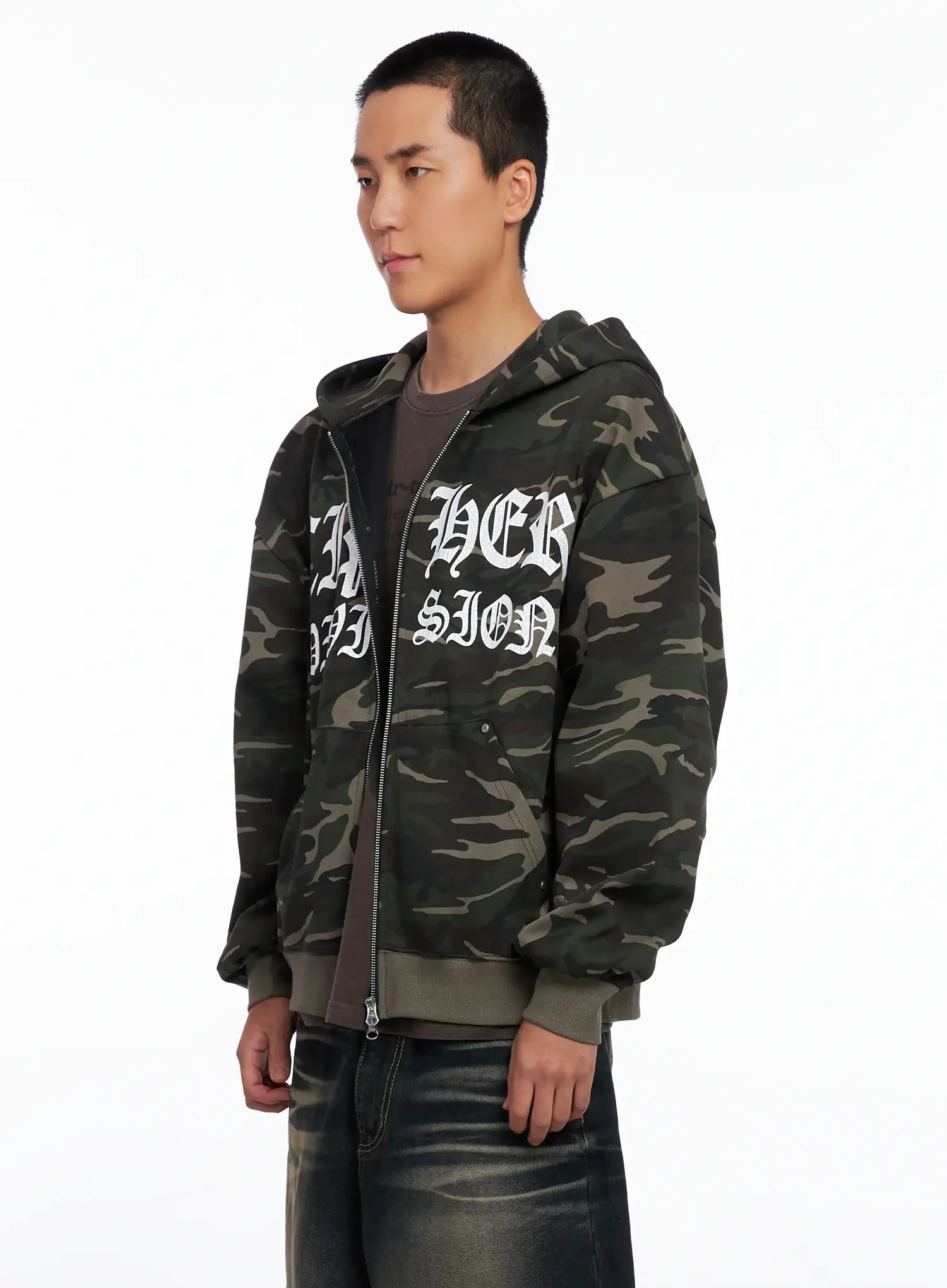 Men's Camo Graphic Hooded Zip-Up IS509