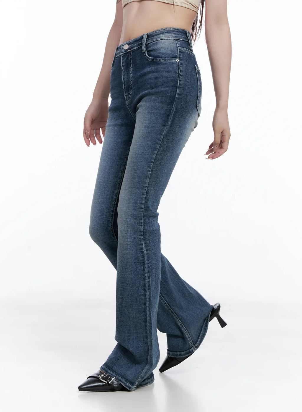 Ju Flare Hip Pad Washed Jeans CG529