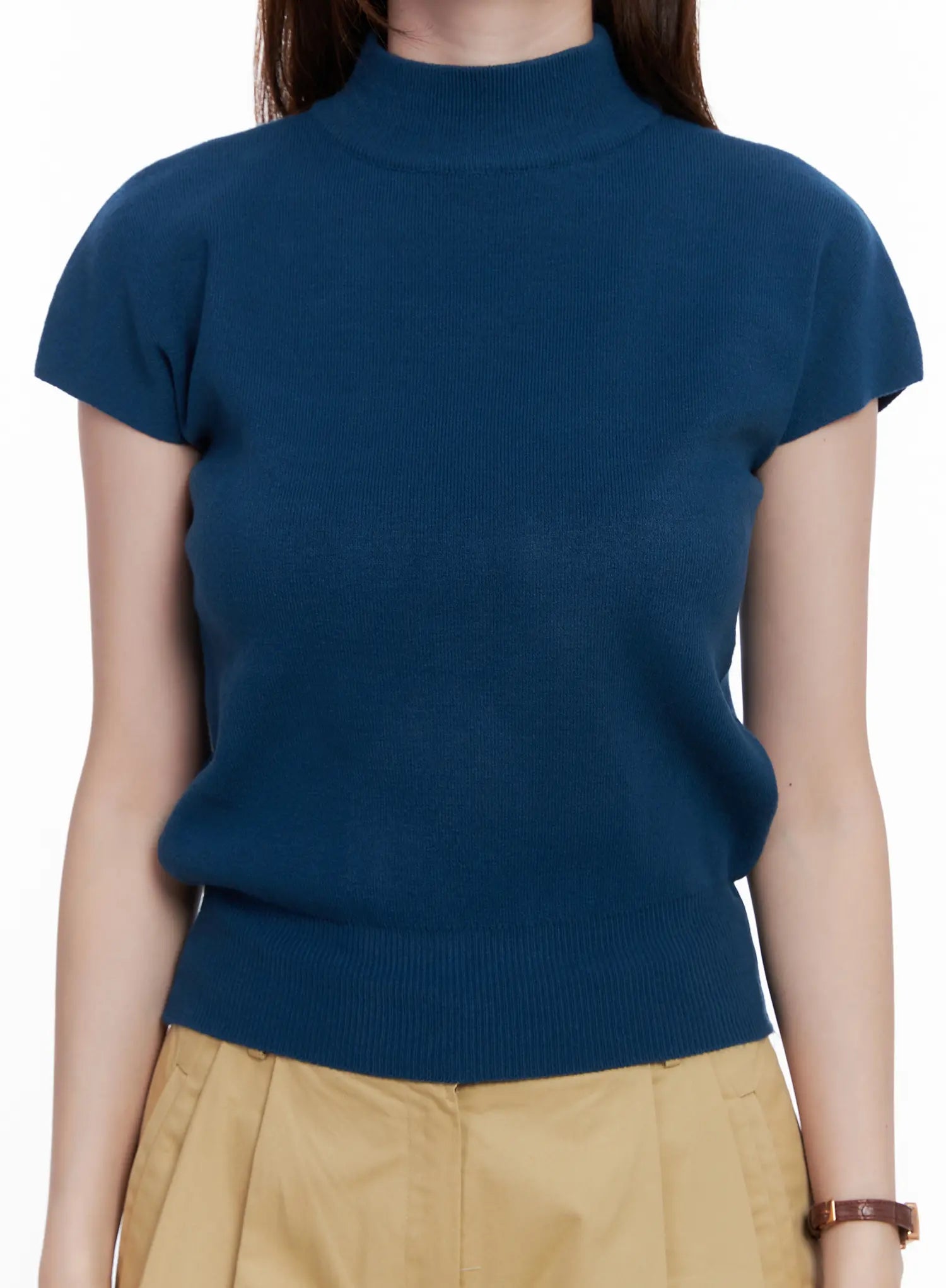 Mock Neck Short Sleeve Knit Top CG520